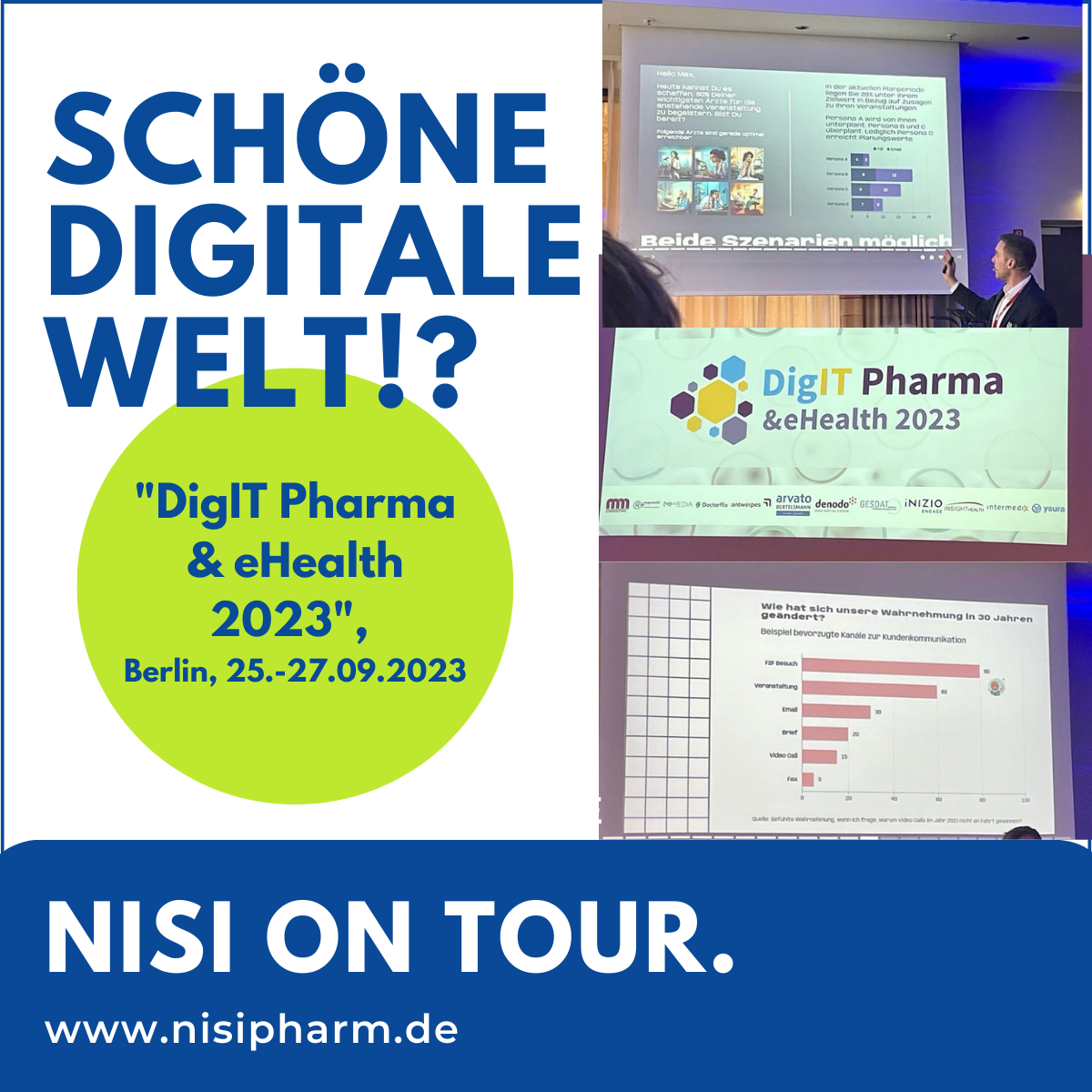 Postbild zum Kongress "DigIT Pharma & eHealth 2023", Berlin, 25.-27.09.2023, Headline: Schöne Heile Welt?!