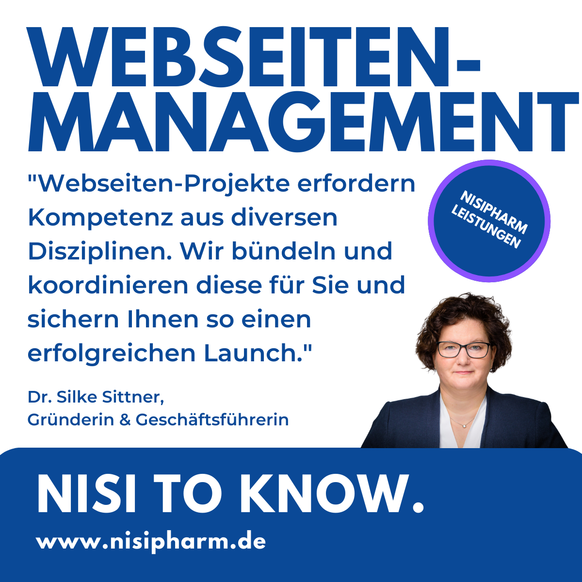 Hinweis auf die Leistung Webseitenmanagement der NiSiPharm GmbH